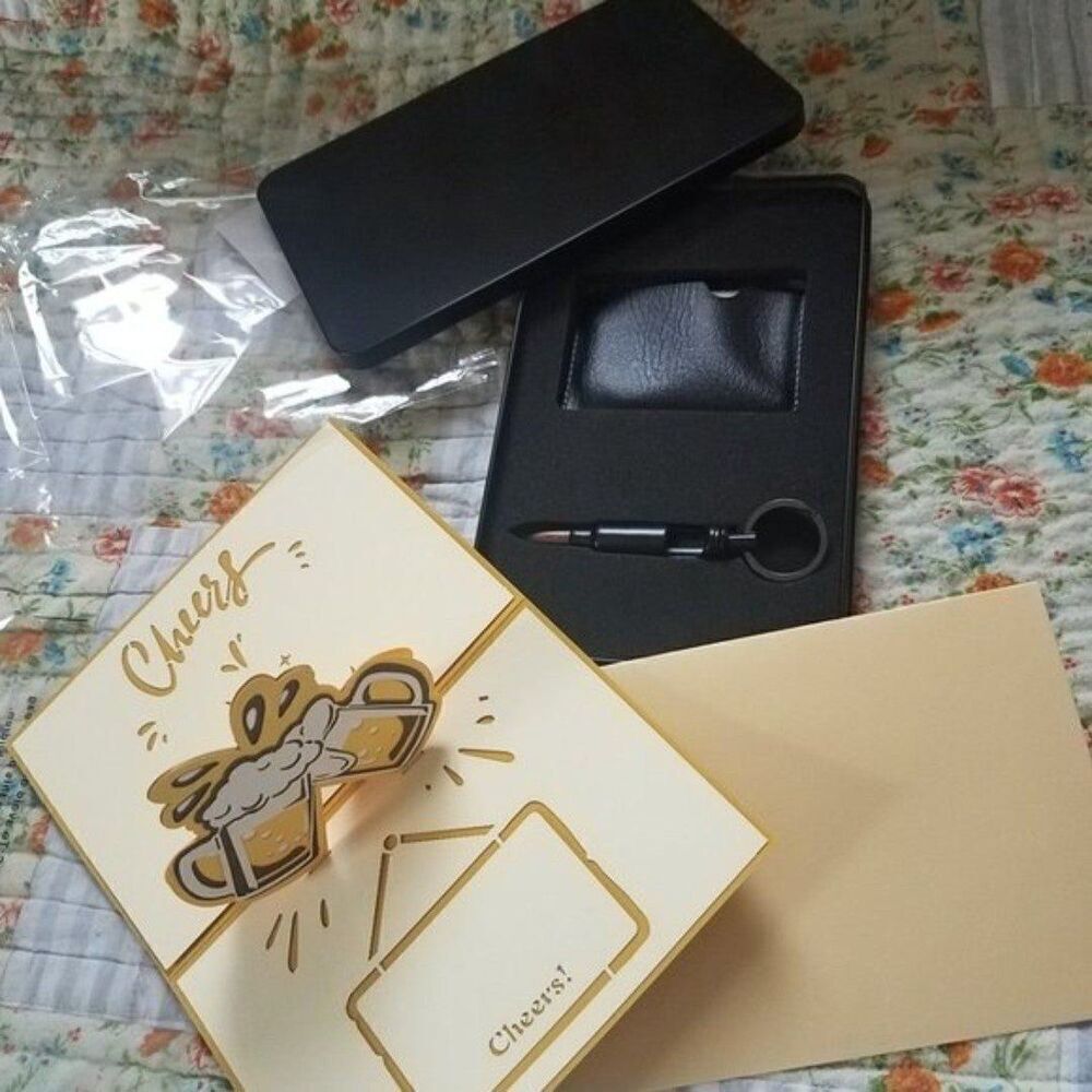 Dad Man Gift Set Multi Purpose Tool Cheers Card Bottle Opener Bullet Keychain